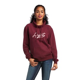 ARIAT Women's REAL Logo Script Cowl Neck Sweatshirt, Heather Zifandel (X-Large)