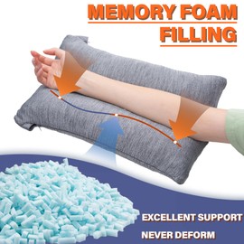1 MIDDLE ONE Arm Pillow, Memory Foam Arm Rest Pillow for Adults and Side Sleepers, Elbow Arm Support Elevation Pillow for Post Surgery and Arm Numbness with Removable Cooling Cover (Cooling Grey)