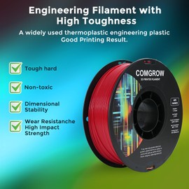 Comgrow ABS Filament 1.75mm, ABS 3D Printer Filament 1.75mm Heat Resistant 1kg ABS 3D Printing Filament 1.75mm, Strong and Durable, Dimensional Accuracy +/- 0.02mm Red