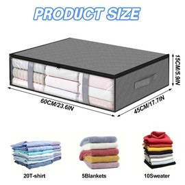 Underbed Storage Bags, 2 Pack Foldable Large Underbed Storage Organiser Containers, 40 L Window Fabric Clothes Storage Boxs with Zips and Reinforced Handle for Blanket, Comforter, Bedding, Quilts