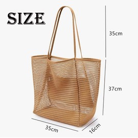 YcsRnn Mesh Beach Bag, Large Beach Bag, Foldable Beach Bag for Women, Lightweight Summer Bags for Beach, Pool, Gym, Travel, and Shopping