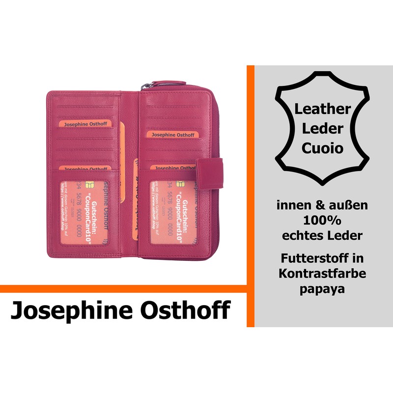 Josephine Osthoff Bremen Compact Genuine Leather Wallet with RFID Protection,