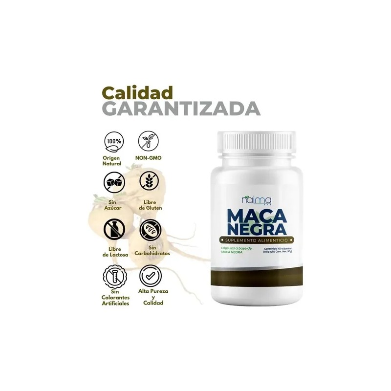 Maca Negra 500mg - 100 Cápsulas Por Frasco Sin Sabor
