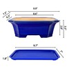 MUZHI Blue Bonsai Plant Pot 10” with Drip Saucer, Classic
