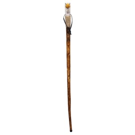 Rustic Axentz Wood Walking Trekking Hiking Pole Stick with Twine Grip, Rubber Tip, Wrist Strap, 46", Carved Eagle