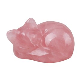 HhBdy Cute Cat Figures Cat Urns for Home Pink Rose Quartz Crystal Cat Statue Gift with Cat Motif Sleeping Cat Ornament Pink Cat for Cat Lovers 38 mm