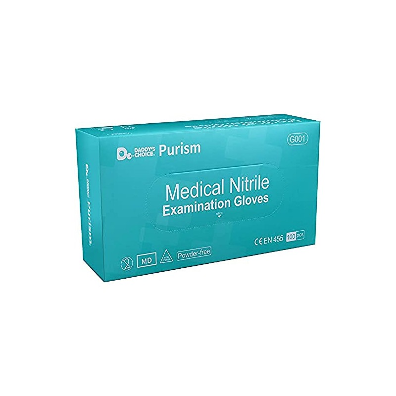Purism Powder-Free Medical Nitrile Gloves, Box of 100 Medium EN