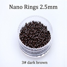 Nano Copper Micro Rings Dreadlock Beads Microlink nano micro tube ring For Tip/Ring Hair Extensions Link Hair Tools Accessories (#3 dark Brown)