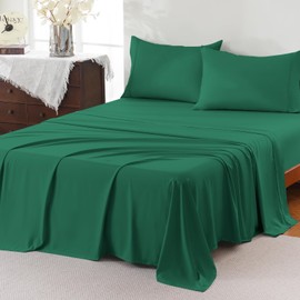 ChicView Full Sheet Set, Breathable Cooling Microfiber Sheet Set, Deep Pockets Up to 16", Easy Care Bed Sheet and Pillowcase (Full, Olive Green)