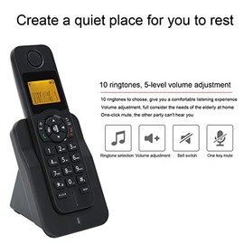 ASHATA D1005 Teléfono Inalámbrico Expandible de Mano para Oficina en Casa, Teléfono Inalámbrico con Identificador de Llamadas, Llamada Manos Libres, Transferencia de Llamadas, 10