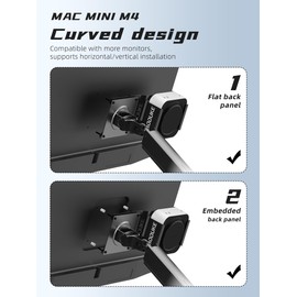 AODUKE Aluminum Alloy Mac Mini M4 Under Table Bracket, 2024 Mac Mini M4 Pro Wall Mount Stand, Hanging Rack Compatible with VESA Hole Monitor Mount or Plaster Wall (AJM4-B-MAX2)