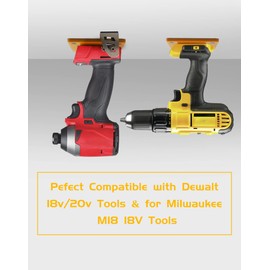 6 Packs Tool Holder for Dewalt 20V 12V 60V Cordless Tool Storage, Wall Mount for Drill Tools Tidy Also Suitable for Milwaukee 18V M18 Tools (Yellow)