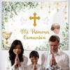 MEHOFOND Mi Primera Comunion Backdrop for Boy Baptism Christening Party