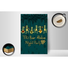 FEMER Wooden Sign Alcohol 20 x 30 cm Tiki Bar Aloha Night Party Decoration Sign Wooden Sign