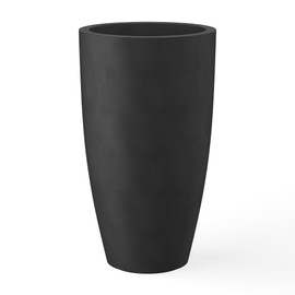 Kante 23.6" H Black Finish Concrete Tall Planters Large Outdoor Indoor Decorative Plant Pots with Drainage Hole and Rubber Plug, Modern Tapered Style for Home and Garden