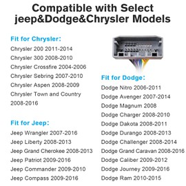 Zenoruslky Radio Wiring Harness Kit 16PIN ISO Stereo Connector-22PIN Car Radio Wire Adapter for Jeep Compass Grand Cherokee Wrangler Dodge Grand Caravan Journey RAM Avenger Challenger Chrysler