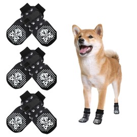 HUMLANJ 3 Pairs Double Side Anti- Slip Dog Socks, Dog Grip Socks for Indoor on Hardwood Floors,Pet Paw Protectors to Prevent Licking and Scratching for Small Medium Large Dogs