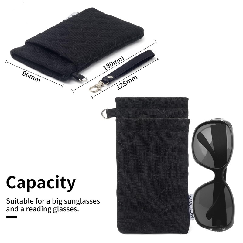 Face Shadow Double Eyeglasses Pouch Large Squeeze Top Microfiber Soft