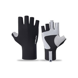 INPAKO Fishing Gloves UPF 50+ Sun Protection, Fingerless UV Protection for Women&Men, Hook&Loop,Lightweight Gloves for Fishing Outdoor,Black