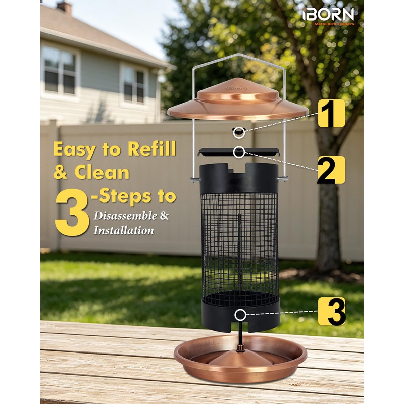 Metal Peanut Bird Feeder for Outdoors, Chew Resistant, 2.2lbs, 1Pk,
