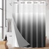 Nesphy No Hook Ombre Black and Grey Shower Curtain with