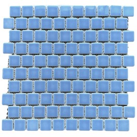 Tenedos Cornflower Blue Brick Pattern 1x1 inch (Exact Size 1 1/8") Porcelain Pool Mosaic Floor Wall Tile Backsplash for Kitchen, Bathroom Shower, Swimming Pool (5)