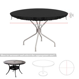 SIMPHAUS Table Top Cover Tarpaulin for Round Garden Table Cover Garden Furniture Cover Garden Table Round Weather Protection Table Cover Waterproof UV-Resistant 420D Oxford Fabric Diameter 122 x 10 cm