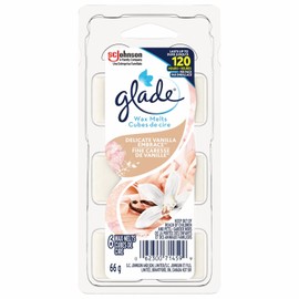 Glade Wax Melts Air Freshener and Odor Eliminator, Scented Essential Oils for Home and Bathroom, Delicate Vanilla Embrace, 6 Count