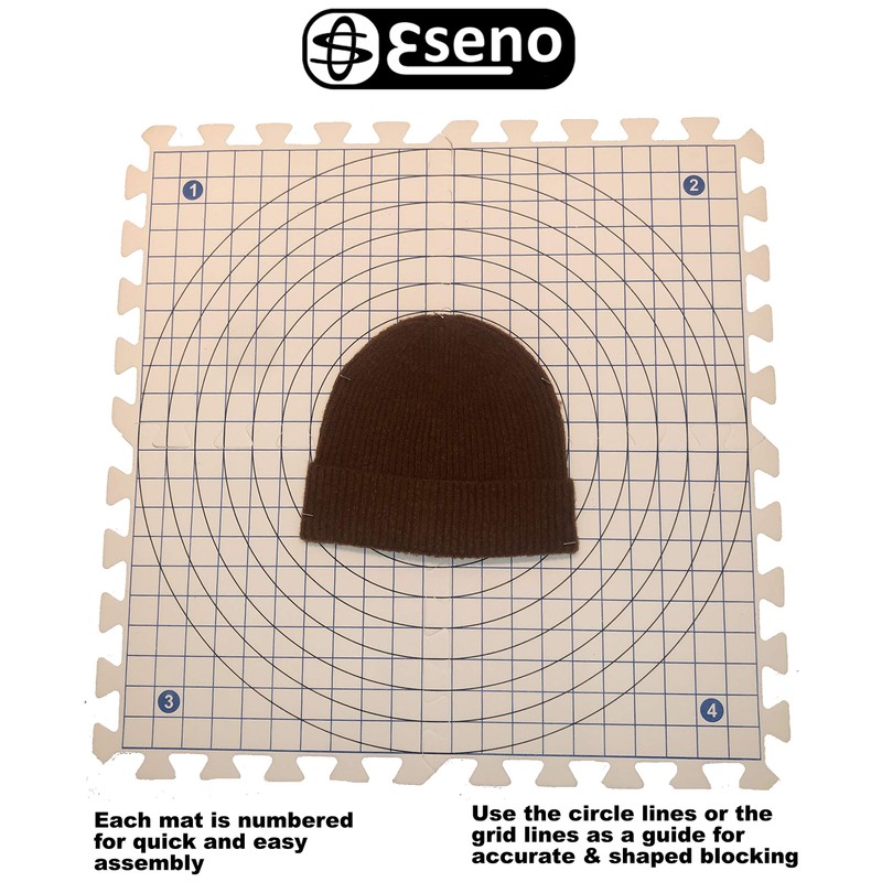 Eseno® 12" x 12" Blocking Mats for Knitting Extra Thick,