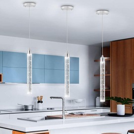 dolria 1-Light Modern Crystal Pendant Lighting LED Dimmable Pendant Light Kitchen Island Dining Room