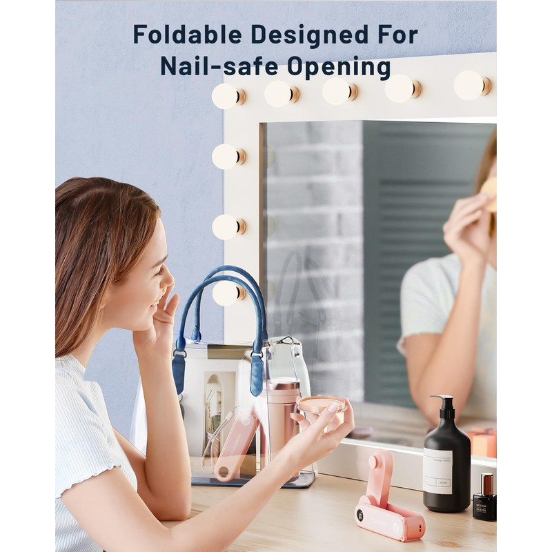 SWEETFULL Portable Handheld Mini Fan with LED Display, 2-in-1 Personal