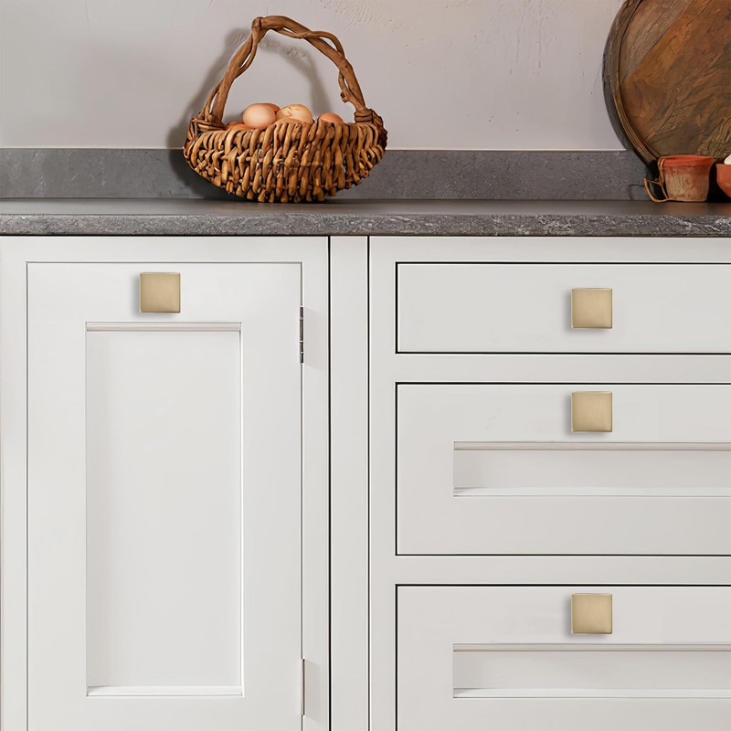 khtumeware Brushed Brass Cabinet Knobs 10 Pack Brushed Gold Drawer