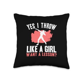 Shot Putter Throw Lika A Girl Track And Field Women Shot Put Throw Pillow