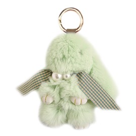 Unpafcxddyig Bunny Keychain Cute Soft Artificial fur Keychain Car Handbag Keyring,Pearl green
