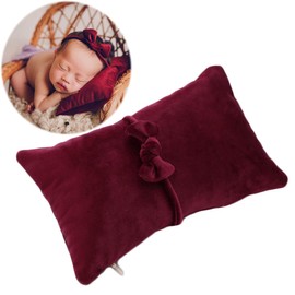 Zeroest Posing Pillows Newborn Photography Baby Posing Pillow Infant Photo Shoot Props Velvet Posing Pillow with Headband (Wine)
