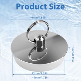 Bathtub Plug, 42-46 mm Drain Plug Bathtub, Drain Plug for Sink, Sink Plug for Bathtub