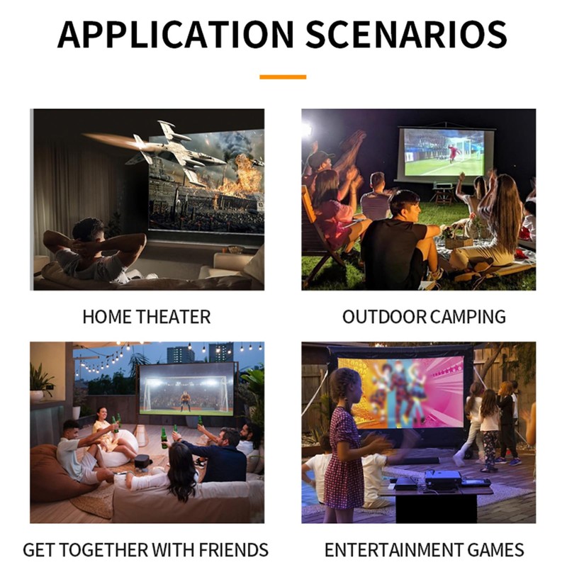Smart Projector, 1080p Portable Projector, 6000LM Brightness for Home Entertainment,