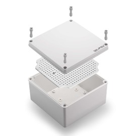 QILIPSU Outdoor Junction Box, IP67 Waterproof ABS Plastic Electrical Box, Grey Cover 125x125x75mm Project Box Weatherproof Enclosure (4.9"x4.9"x3")