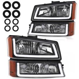 Bincmay LED DRL Headlight Assembly Fit For 2003 2004 2005 2006 Chevy Silverado/Avalanche 1500 1500HD 2500 2500HD 3500/07 Classic, 03 04 05 06, Not Fit For Cladding Body, Left And Right Side