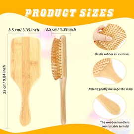 15 Pcs Bamboo Hair Brushes Bulk Wooden Large Paddle Brush Anti Static Round-tipped Detangling Brush for Valentine's Day Unisex Massage Styling Makeup Wedding Christmas Birthday Gifts
