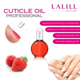 LALILL Nail Cuticle Oil 75 ml - Strawberry Nail Care Oil - Nail Oil Care for Nails Cuticles - Spa Manicure Nail Design Hands - Vegan - with Pipette