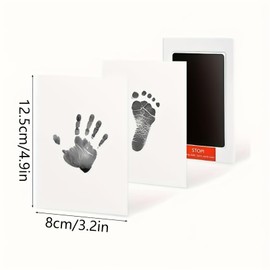 XINCHENG Baby Handprint and Footprint Kit, Pet Paw Print Kit, 1 Black Inkless Print Pads Plus 2 Imprint Cards, Safe Non-Toxic for Feet and Hands, Family Keepsake