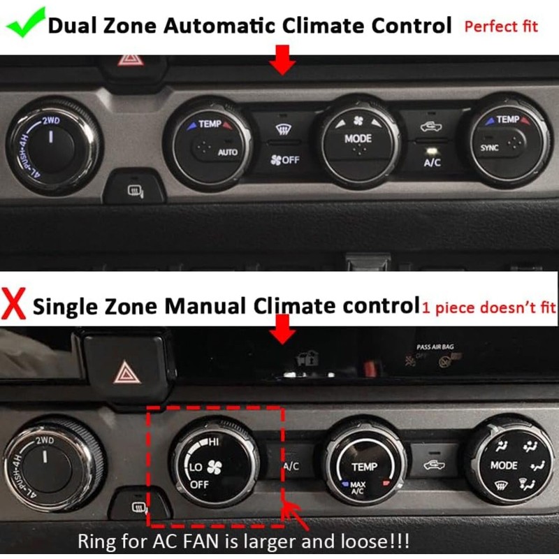 AuTK Aluminum Alloy AC Knob Covers & Vent Outer Rings