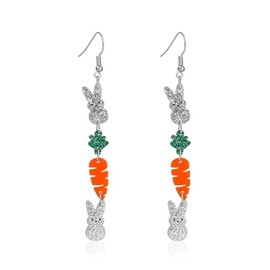 Colorful Easter Bunny Carrot Acrylic Earrings Cute Bunny Dangle Earrings Shiny Holiday Party Jewelry-carrot