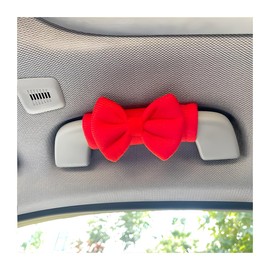 Sandfren Car Inside Roof Handle Cover, Cute Bow Anti-Scratch Vehicle Inner Front Rear Door Pull Handle Protector, Auto Interior Grip Gloves Decor Accessories, Universal for SUV RV Truck (Red)