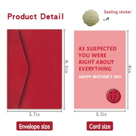 Detuca Humor Mother’s Day Card for Her, Funny Mothers Day Card For Mom, As Suspected You Were Right About Everything