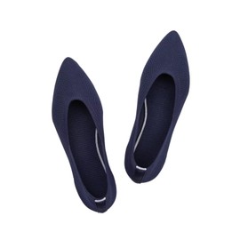 Frank Mully - Zapatos de vestir planos de punto para mujer, cómodos zapatos de ballet para mujer, zapatos clásicos suaves de cuña baja, Azul marino (Maritime Navy), 10