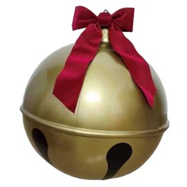 Inflatable Christmas Ball Bell Gaint Ornament with Red Bowknot PVC Hanging Handle Easy Setup Blow Up Outdoor Decoration 45cm / 17.7in