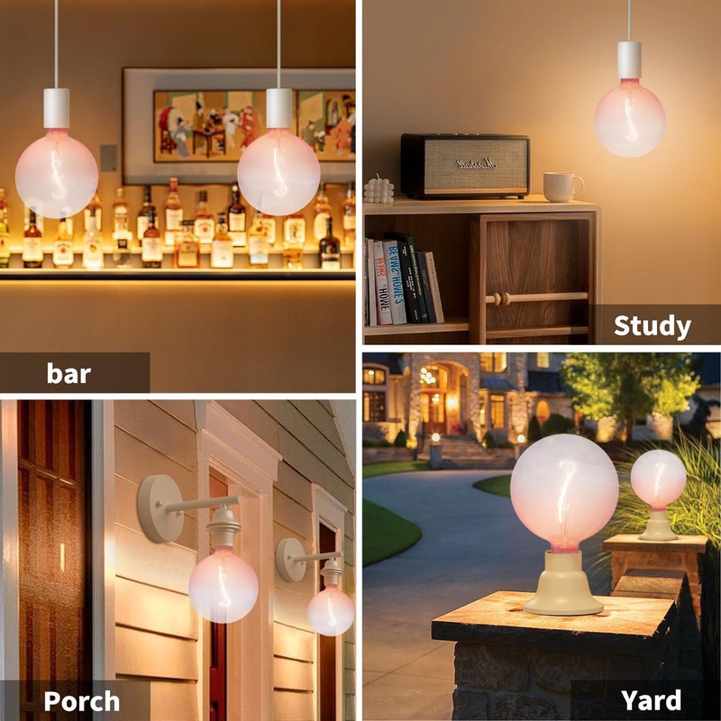 ONEWISH Large LED Bulb,G150 Pink Globe Decorative Bulbs,Warm White 2700K