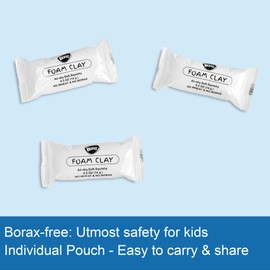 BOHS Foam Clay Individual Pouch- with 12 Colors Acrylic Paint - Borax Free for Kids - 30 Count, 0.5 OZ Each, White - for School, Travel Activity, Party Favors Gift
